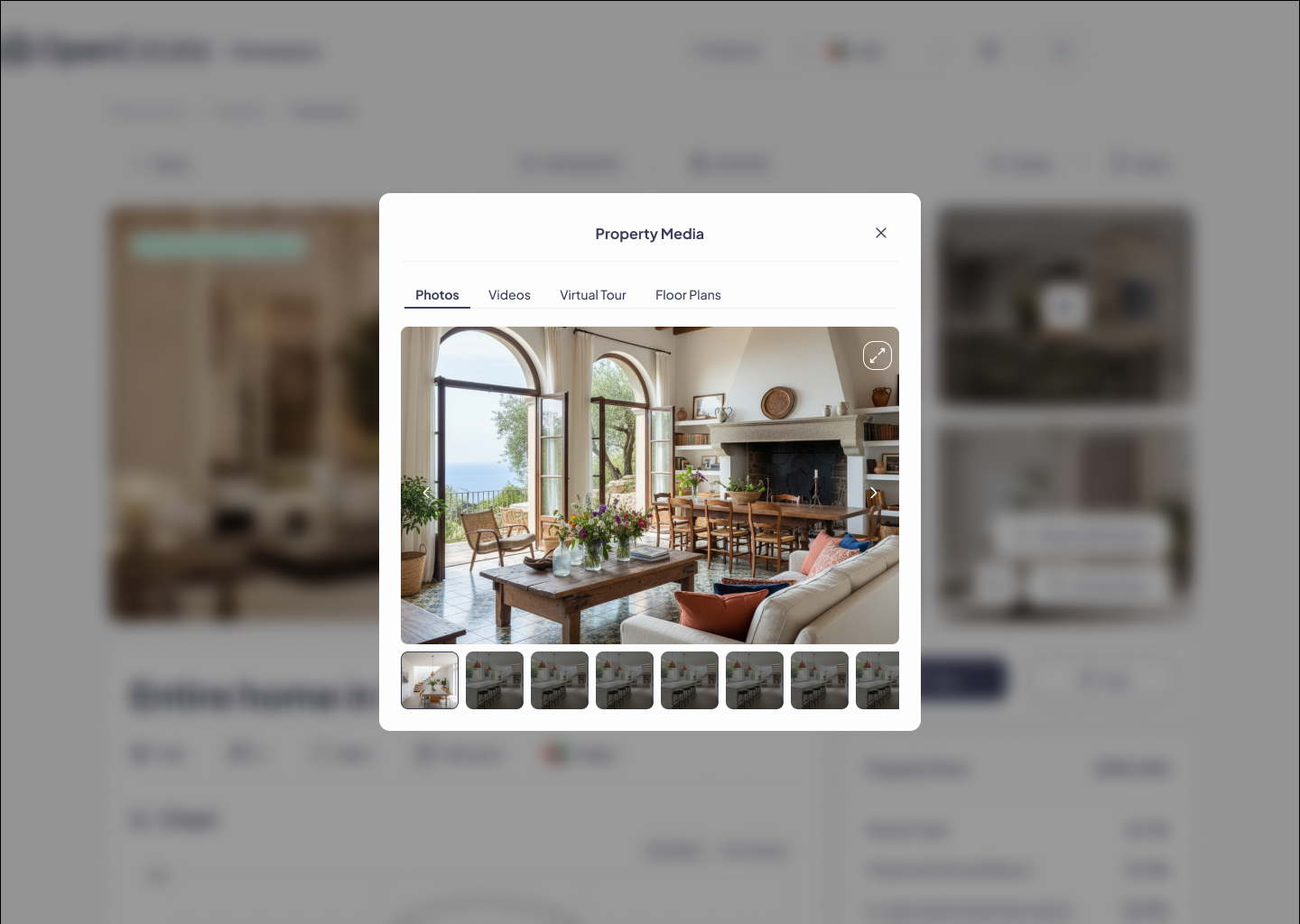 Open Estate Property Page — unified media gallery